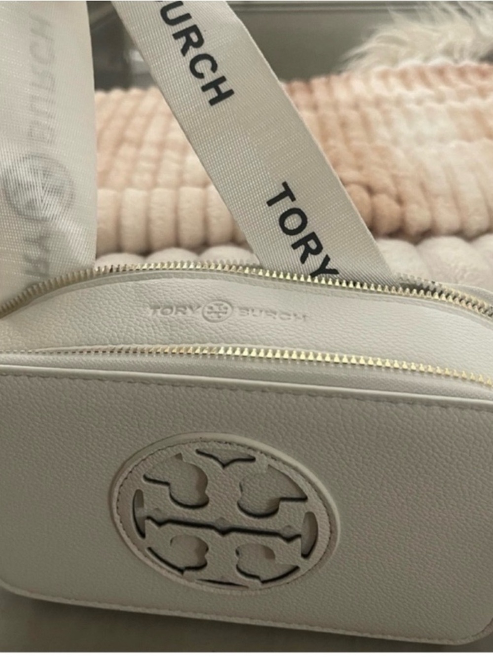 Tory Burch White Leather Logo Crossbody